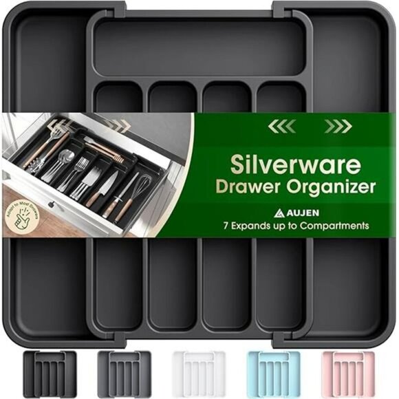 Expandable Silverware Drawer Organizer Utensil Cutlery Kitchen Storage - Picture 7 of 7